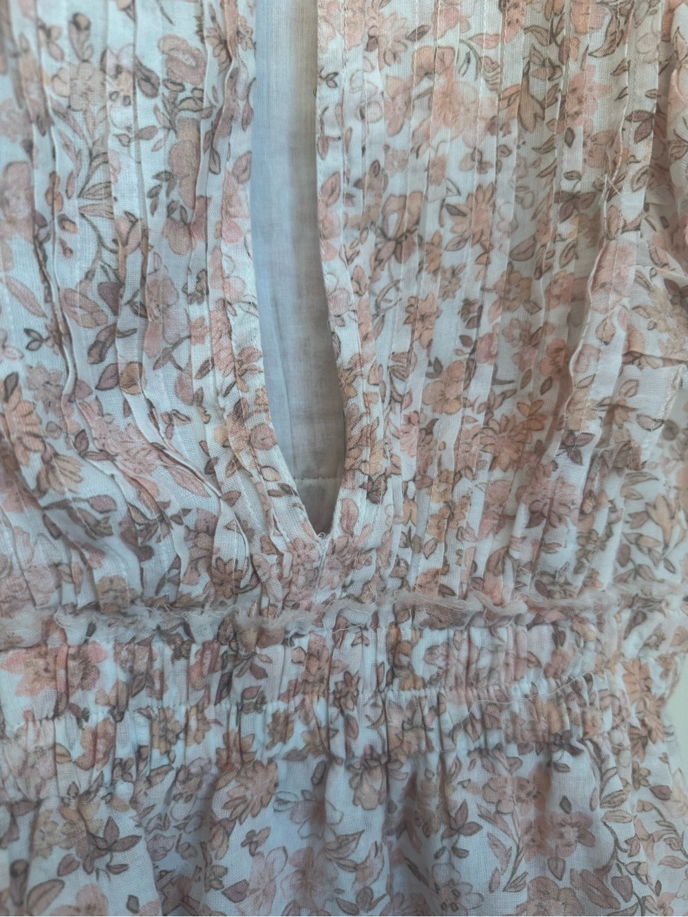 LoveShackFancy Natasha Mini Dress Size Medium Vanilla Foam Pink Floral Ruffle - Picture 10 of 10